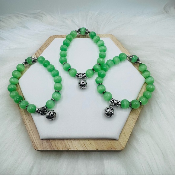 Green Chrysoberyl Handmade Crystal Bracelet - lot of 3 - Picture 2 of 4